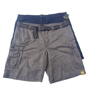 Lee (1) Khaki Green Soft Canvas (1) Navy Blue Microfiber Cargo Shorts Set of Two